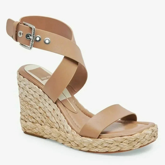 Dolce Vita Women's Aldona Cafe Leather Wedge Sandal Size 9 (MSRP $130) - Picture 1 of 9